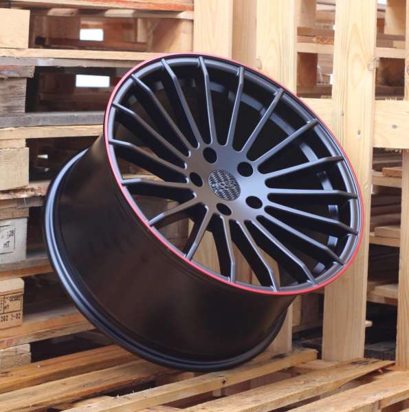 <font face='Tahoma'>vieglmetāla diski</font> JIL Wheels A1227(HX010)BlackHalfMatt+RedLip(BLHMRL)HAXER(K4)((AKC1